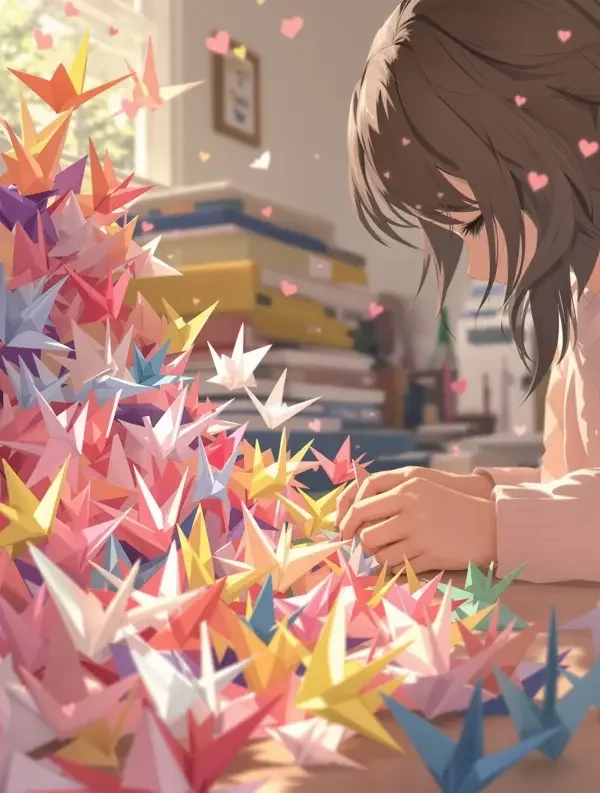 51短剧《会折纸鹤的女孩》封面，成长励志题材